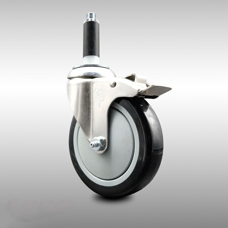 Service Caster 5 Inch 316SS Black Poly Swivel 3/4 Inch Expanding Stem Caster Lock Brake SCC SCC-SS316TTLEX20S514-PPUB-BLK-34